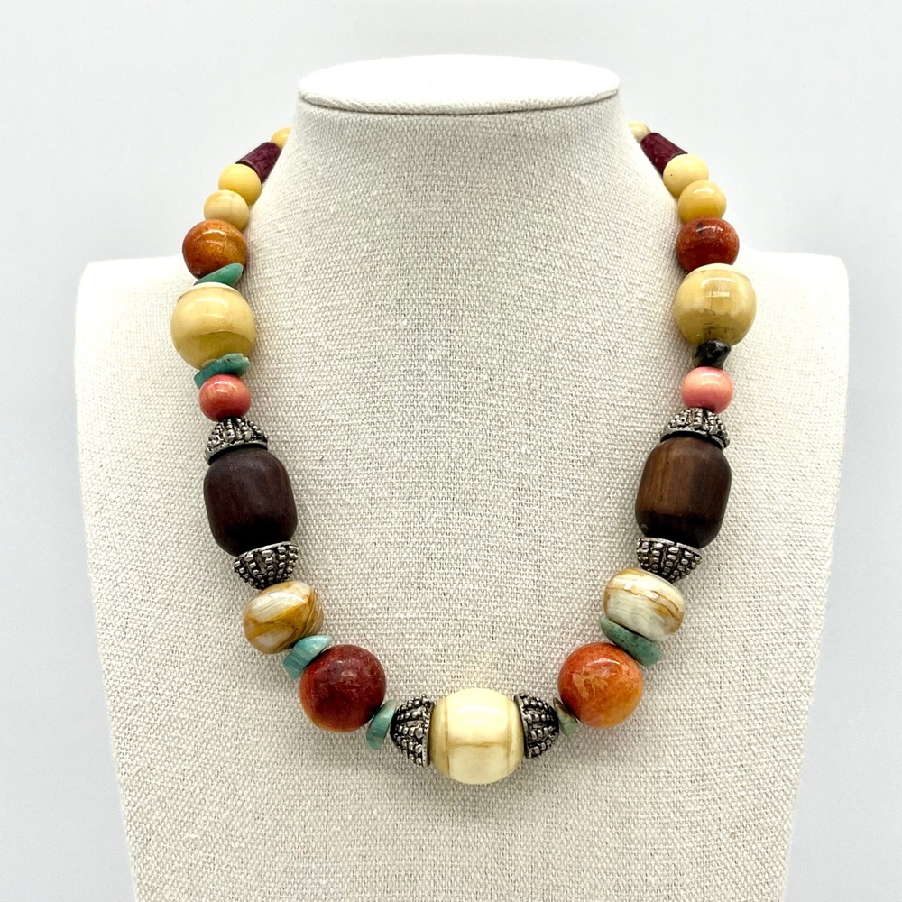 Vintage Les‎ Bernard Statement Necklace Beaded Costume Jewelry Fashion Chunky